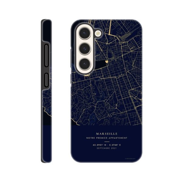 Coque Samsung Galaxy personnalisée avec la carte de Marseille, style Nuit