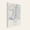 Tableau sur toile personnalisé avec la carte de Lyon, style Ivoire